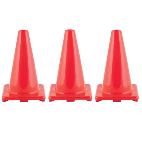 Champion Sports Hi-Visibility Flexible Vinyl Cones, 8in x 12in, Orange, Pack Of 3 Cones