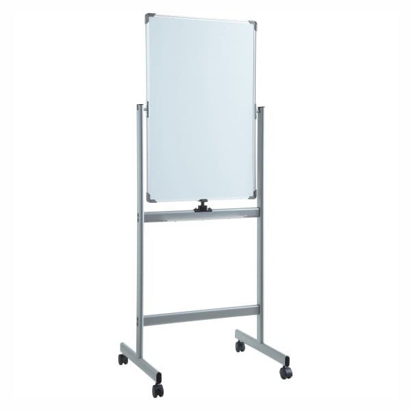 Lorell Magnetic Dry-Erase Whiteboard Easel, 24in x 36in, Aluminum Frame With Silver Finish