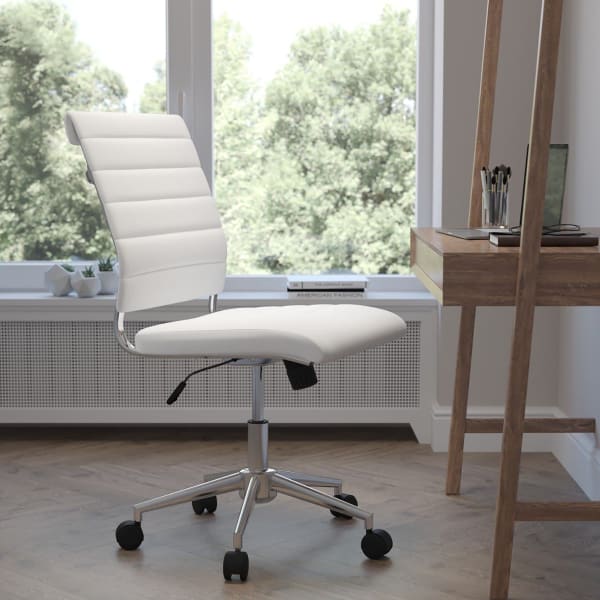 Flash Furniture Hansel LeatherSoft Faux Leather Mid-Back Executive Office Chair, White