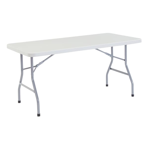National Public Seating Blow-Molded Folding Table, Rectangular, 60inW x 30inD, Light Gray/Gray