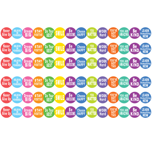 Teacher Created Resources Die-Cut Border Trim, Colorful Positive Sayings, 35ft Per Pack, Set Of 6 Packs