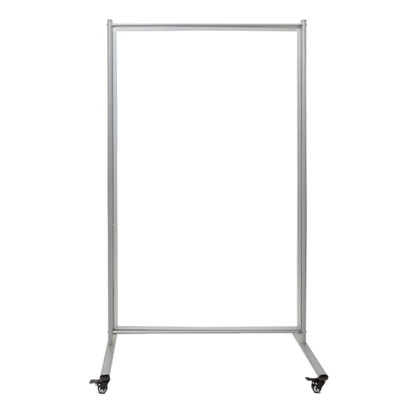Luxor Double-Sided Mobile Magnetic Dry-Erase Whiteboard Room Divider, 75in x 43in, Aluminum Frame With Silver Finish