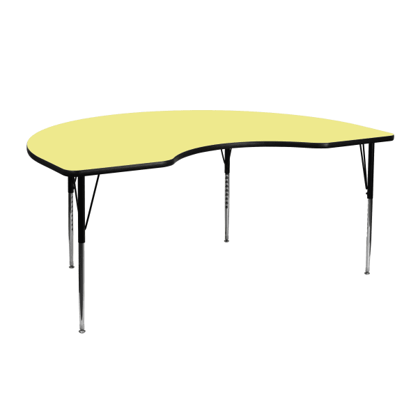 Flash Furniture Kidney Thermal Laminate Activity Table With Height-Adjustable Legs, 30-1/8inH x 72inW x 48inD, Yellow