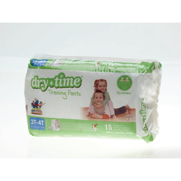 DryTime Disposable Training Pants, Large, 32 - 40 Lb, White, 15 Training Pants Per Bag, Case Of 8 Bags