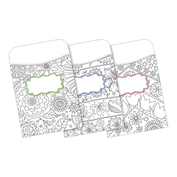 Barker Creek Peel & Stick Library Pockets, Color Me! In My Garden, Pack Of 30