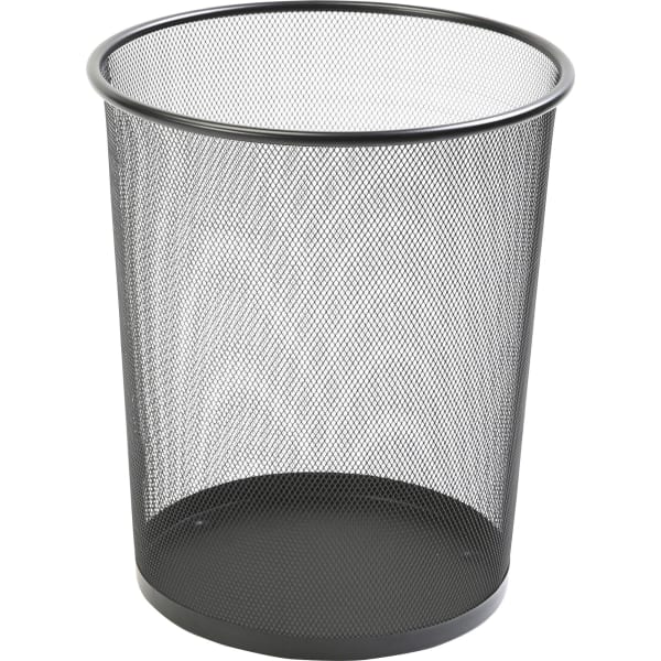 Lorell Mesh Waste Bin, Round, Black