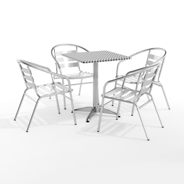 Flash Furniture Lila 5-Piece 23-1/2in Square Aluminum Indoor/Outdoor Table Set With Slat-Back Chairs