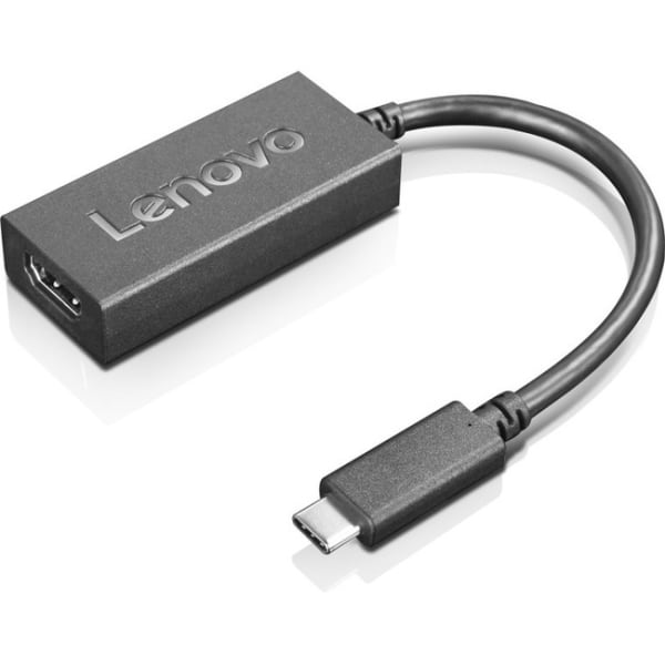 Lenovo USB-C to HDMI 2.0b Adapter - 9.40in HDMI/USB A/V Cable for Audio/Video Device, Notebook, Monitor, Projector - First End: 1 x USB Type C - Male - Second End: 1 x HDMI 2.0b Type A Digital Audio/Video - Female - Black