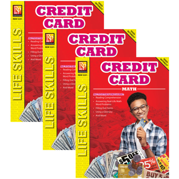 Remedia Publications Math Series Life Skills Workbooks, Credit Card Math, Grade 6 To 12, Pack Of 3 Workbooks
