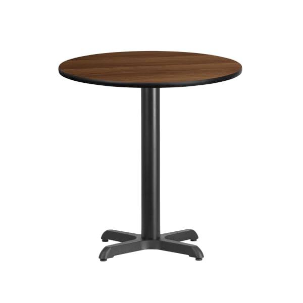 Flash Furniture Laminate Round Table Top With Table-Height Base, 31-1/8inH x 24inW x 24inD, Walnut/Black