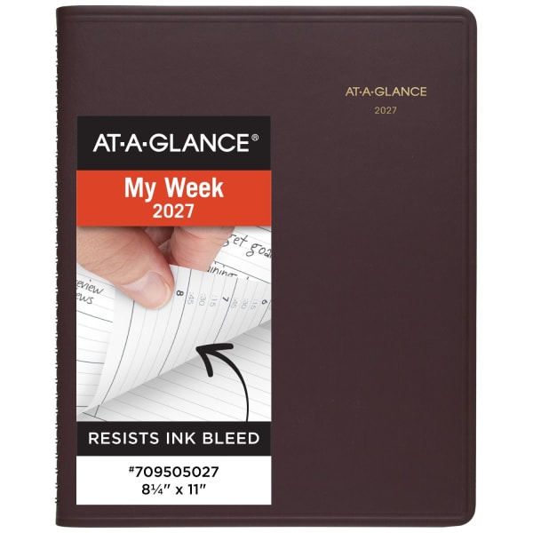 AT-A-GLANCE 2027 Weekly Appointment Book Planner, Winestone, Large, 8 1/4in x 11in