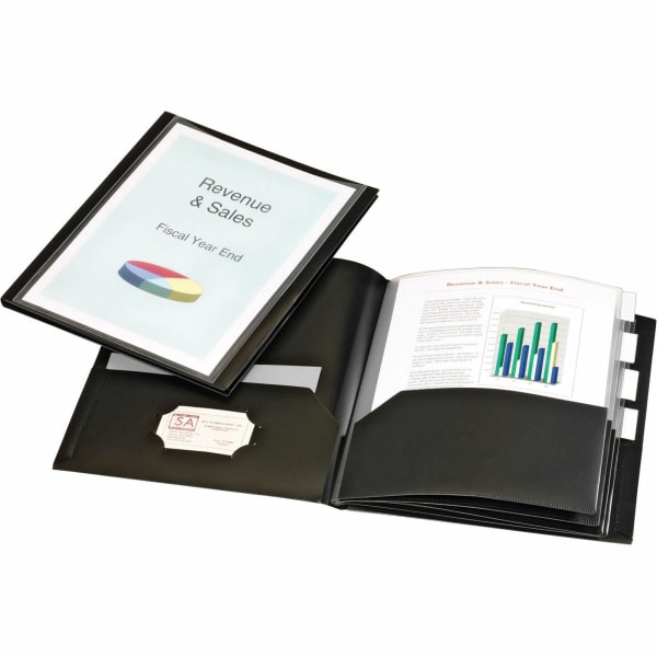 Cardinal Project Organizer - 8 1/2in x 11in - 200 Sheet Capacity - 10 Inside Front & Back Pocket(s) - 4 Divider(s) - Polypropylene - Black - 1 Each