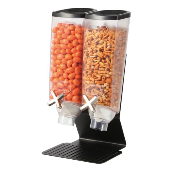 Rosseto Serving Solutions EZ-PRO Dry Food Dispensers, Dual Container, Tabletop Stand, Candy, 256 Oz, Matte Black