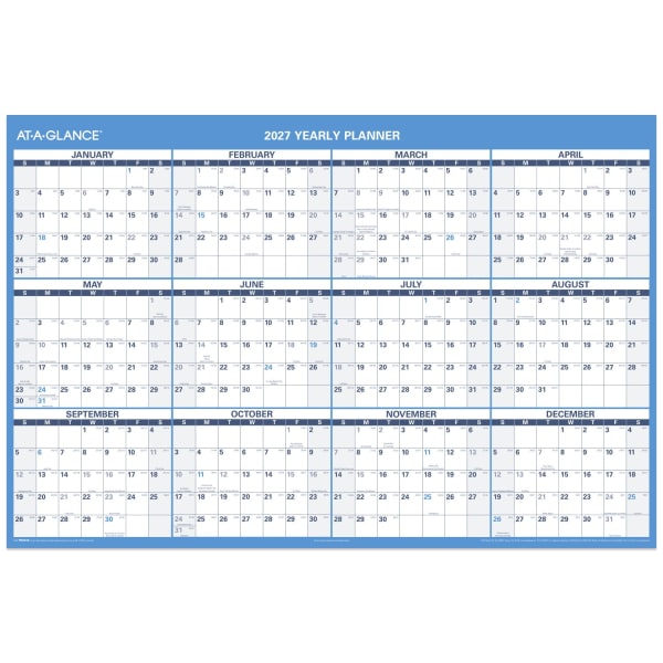 AT-A-GLANCE 2027 Horizontal Reversible Erasable Yearly Wall Calendar, Extra Large, 48in x 32in
