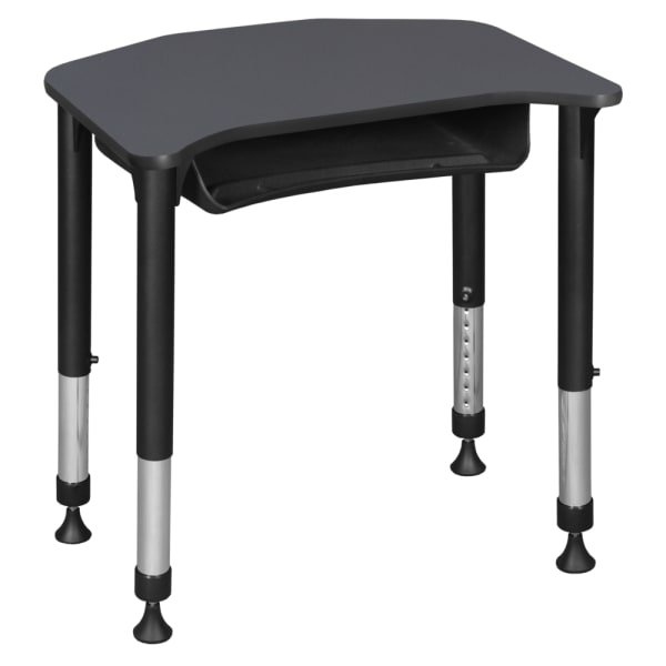 Regency Ferris 26inW Adjustable Height Student Activity Desk With Book Storage, Gray