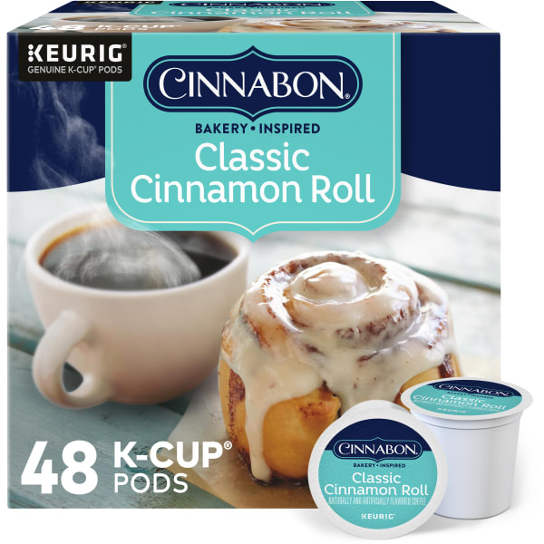 Cinnabon Classic Cinnamon Roll Keurig Single-Serve K-Cup Pods, Light Roast Coffee, Pack Of 48 Pods