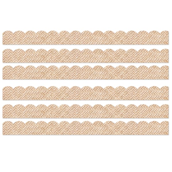 Carson Dellosa Education Scalloped Bulletin Board Borders, True to You Woven Bamboo, 39ft Per Pack, Set Of 6 Packs