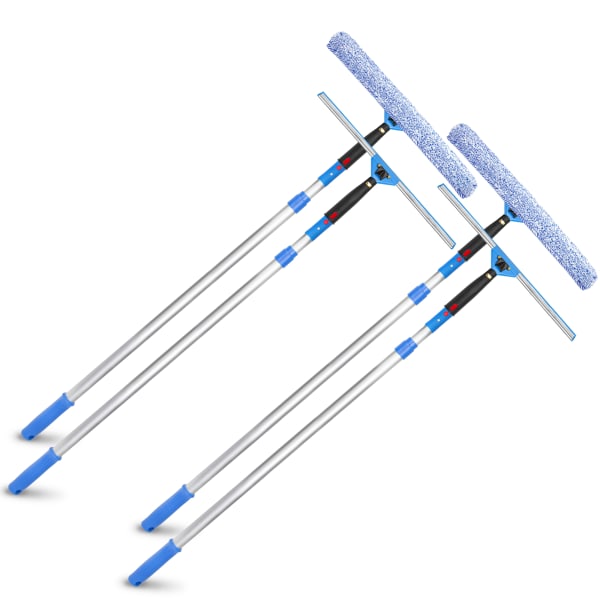 Gritt Commercial Pro Window Washing Kit With Squeegee, Washer And Telescopic Pole, 18in Squeegee And Washer/6ft Pole, Multicolor, Pack Of 2 Kits