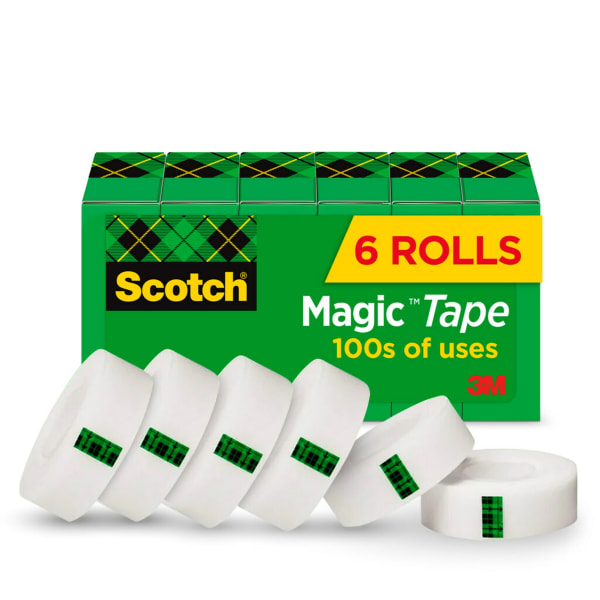 Scotch Magic Tape, Invisible, 6 Tape Rolls, 3/4 in x 800 in, Home Office Supplies and School Supplies for College and Classrooms