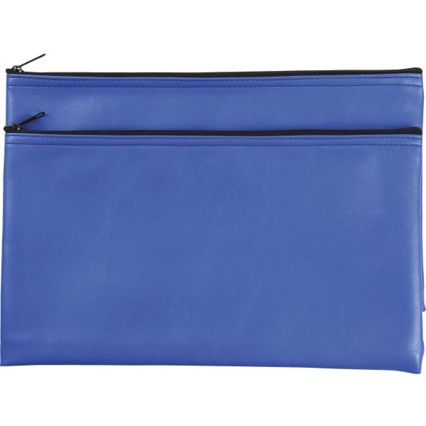 Business Source Carrying Case (Wallet) Money, Receipt, Office Supplies, Check - Blue - Polyvinyl Chloride (PVC) Body - 6in Height x 11in Width - 2 Pack