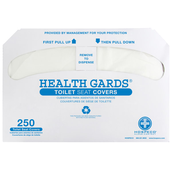 Hospeco Health Gards Half-Fold Toilet Seat Covers, White, 250 Covers Per Pack, Case Of 10 Packs