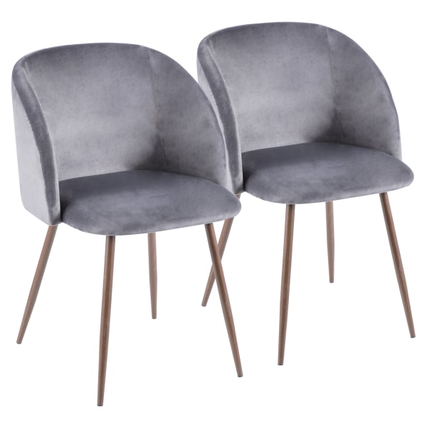 LumiSource Fran Accent/Dining Chairs, Gray/Walnut, Set Of 2 Chairs