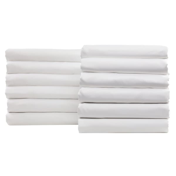 1888 Mills Naked Queen Fitted Sheets, 60in x 80in x 15in, White, Pack Of 12 Sheets