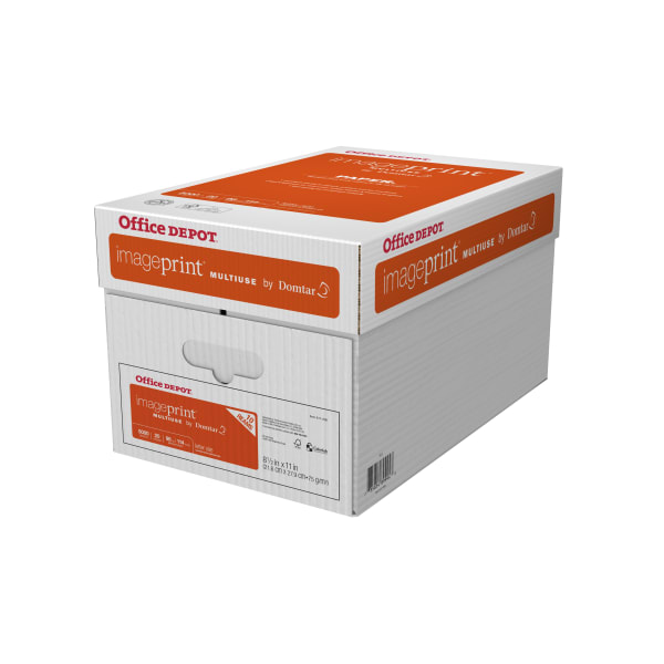 Office Depot ImagePrint Multi-Use Printer & Copy Paper, 10 Reams, White, Letter (8.5in x 11in), 5000 Sheets Per Case, 20 Lb, 98 Brightness, FSC Certified