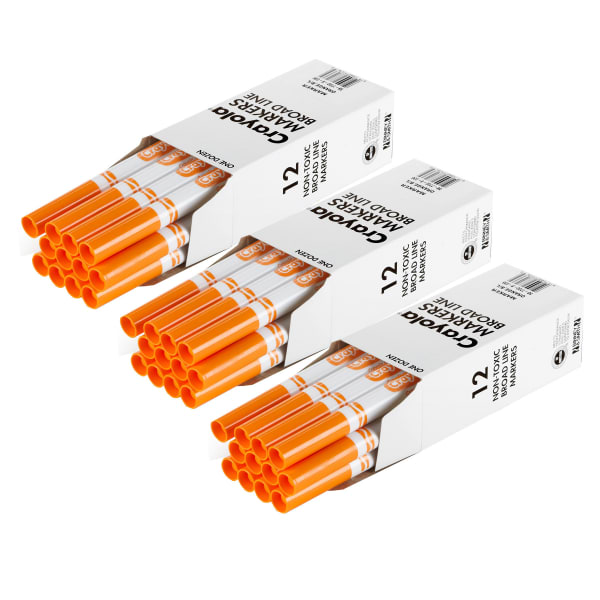 Crayola Bulk Markers, Conical Tip, Orange, 12 Per Pack, Set Of 3 Packs