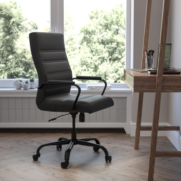 Flash Furniture LeatherSoft Faux Leather High-Back Office Chair, Black/Chrome