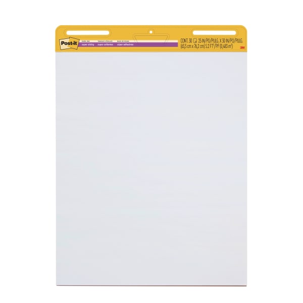Post-it Super Sticky Easel Pads, 25 in x 30 in, 1 Pad, 30 Sheets/Pad, Great for Virtual Teachers and Students, White