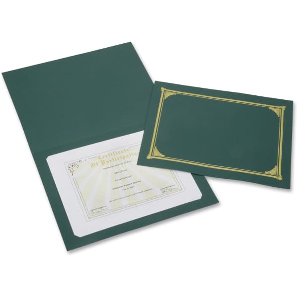 Geographics 30% Recycled Certificate Holder, 8 5/16in x 11 3/4in, Green, Pack of 6