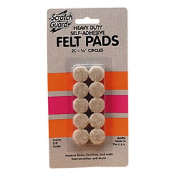 Master Caster Scratch Guard Self-Adhesive Felt Pads, 3/4in Diameter Circles, Pack Of 20