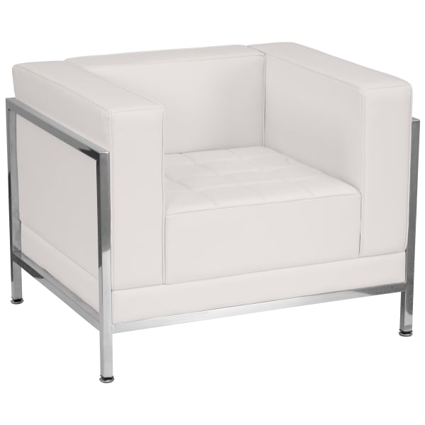 Flash Furniture HERCULES Imagination Series Contemporary LeatherSoft Modular Chair with Quilted Tufted Seat and Encasing Frame, Melrose White
