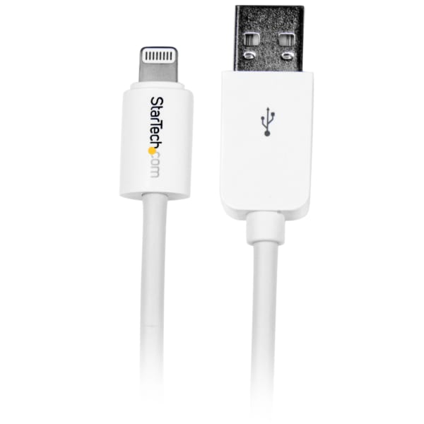 StarTech.com 3m (10ft) Long White Apple 8-pin Lightning Connector to USB Cable for iPhone / iPod / iPad - 9.84 ft Lightning/USB Data Transfer Cable for iPhone, iPod, iPad - USB - Lightning Proprietary Connector - MFI