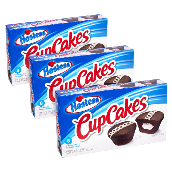 Hostess Cupcake Multipack, 12.7 Oz, 8 Cupcakes Per Pack, Set Of 3 Packs