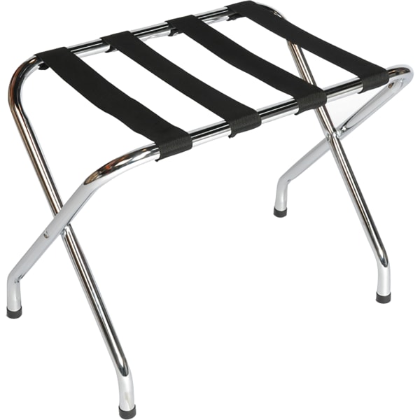 CSL Flat Top Metal Luggage Rack, 20inH x 26inW x 16inD, Chrome/Black