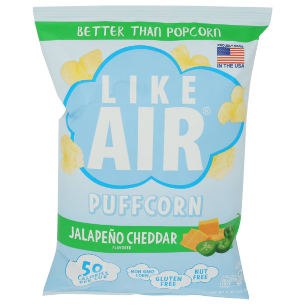 Like Air Corn Snack Puffcorn, Jalapeño Cheddar, 4 Oz, Total Qty 6
