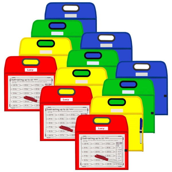 C-Line Portable Dry Erase Pocket Study Aids, 10in x 13in, Assorted Colors, Pack Of 3 Aids