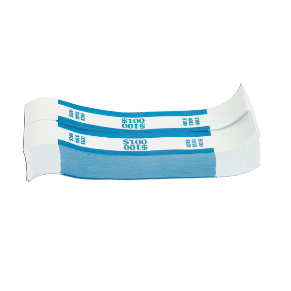 Pap-R Currency Straps, Blue, $100, Pack Of 1,000