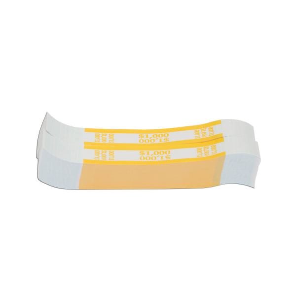 Currency Straps, Yellow, $1,000, Pack Of 1,000