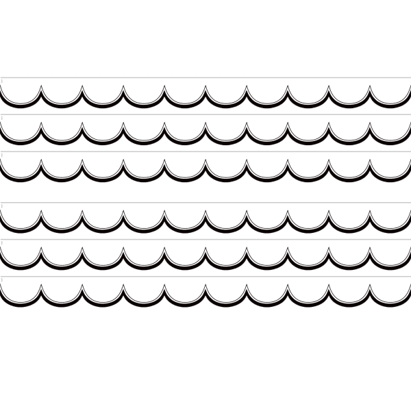Teacher Created Resources Scalloped Border Trim Pack, 35', White/Black, Set Of 6 Packs