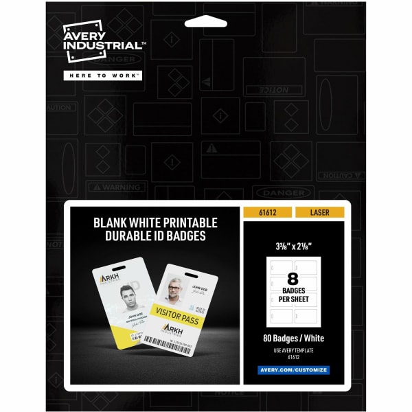 Avery Name Badge - 80 Packaged Quantity - Vertical, Portrait - 2.1in Width x 3.4in Height - Rectangular Shape - Double Sided