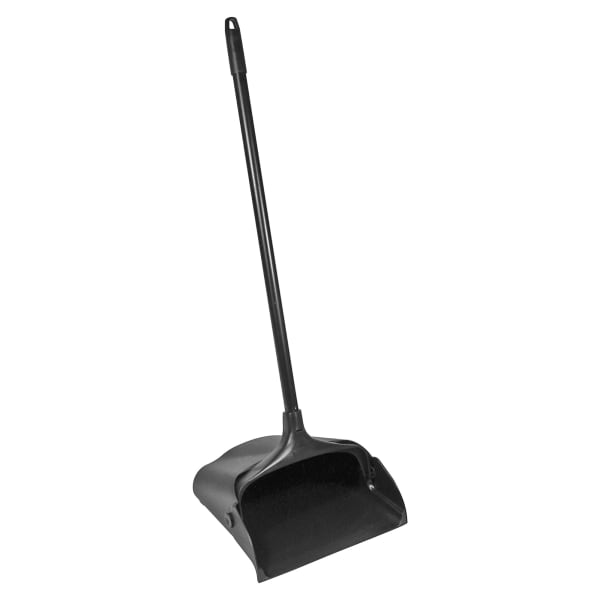 Rubbermaid Commercial LobbyPro Upright Dust Pan - 12.50in Wide - 31in Metal Handle - Plastic - Black - 6 / Carton