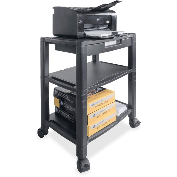Kantek Mobile 3-Shelf Printer/Fax Stand - 75 lb Load Capacity - 3 x Shelf(ves) - 24.50in Height x 20in Width x 13.25in Depth - Floor - Black