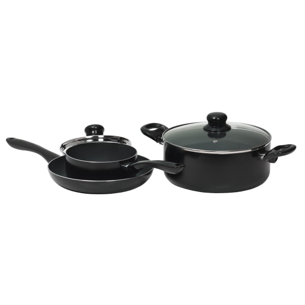 Starfrit Simplicity 5-Piece Aluminum Nonstick Cookware Set With Bakelite Handles, Black