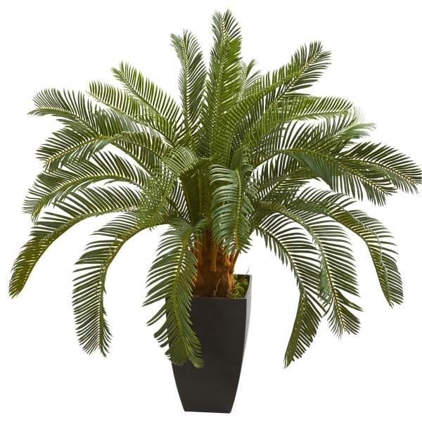 Nearly Natural 30inH Cycas Artificial Plant, 30inH x 12inW x 12inD, Black/Green