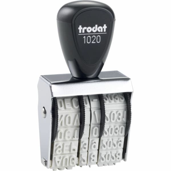 Trodat Size 2 Rubber Date Stamp - Date Stamp - 0.19in Impression Length - 4 Bands - Gray - Rubber, Steel - 1 Each