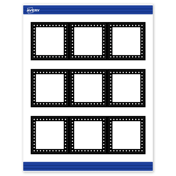 Avery Printable Cards With Sure Feed Technology, 2-1/2in x 2-1/2in, Matte White With Black And White Polka Dots, Pack Of 90