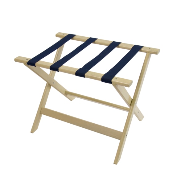 CSL Deluxe Wood Luggage Racks, 18inH x 26inW x 17inD, White/Navy, Pack Of 5 Racks